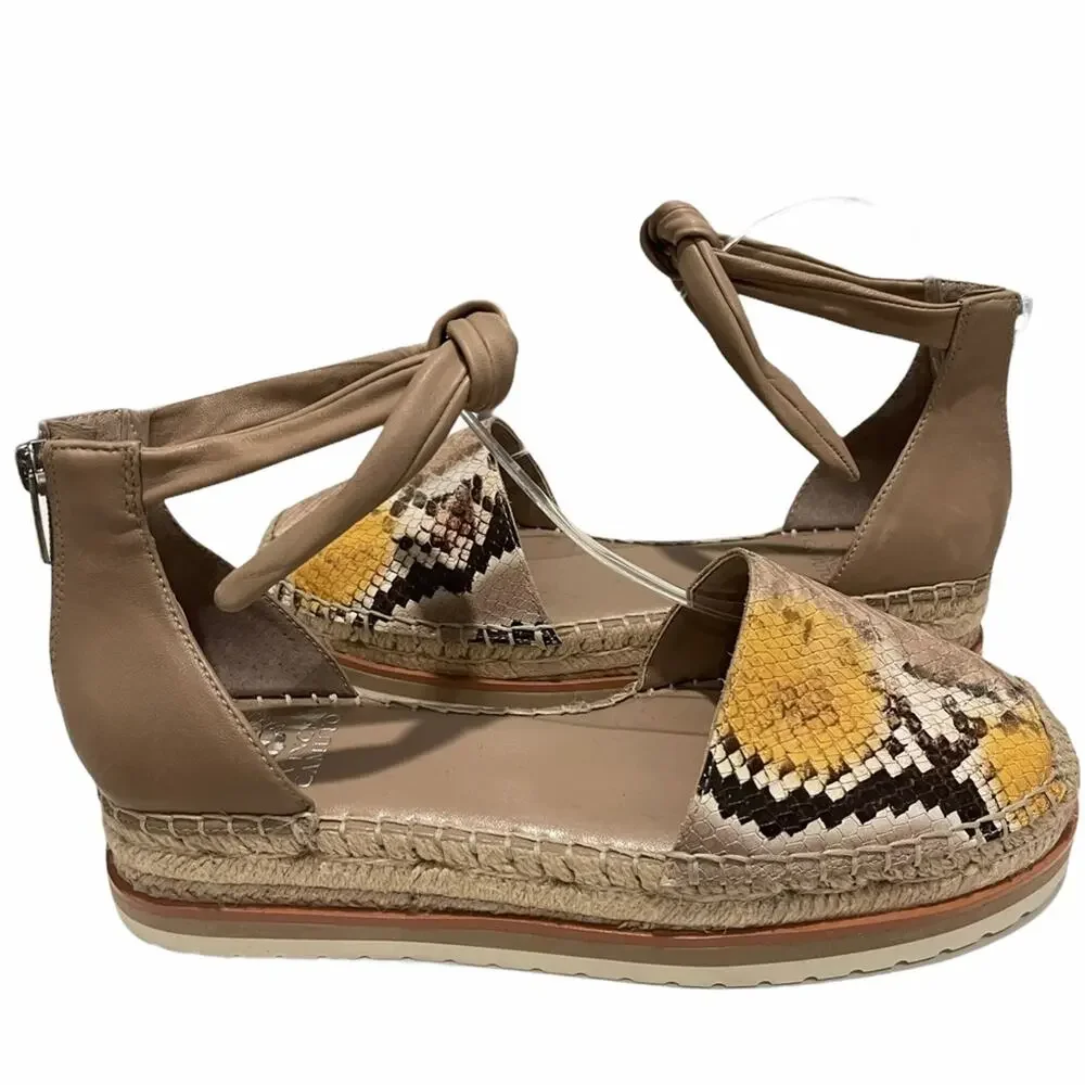 Vince Camuto Binadee Espadrille Ankle Tie Platform Leather Size 9.5